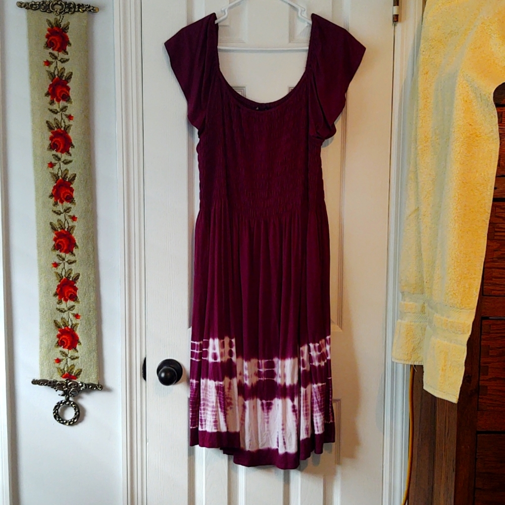 Lane Bryant Midi Tie Dye Flutter Sleeve Dress Sz 18/20